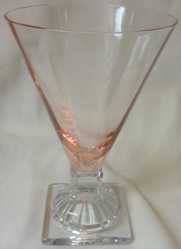 Water Tumbler Pink &amp; Crystal Footed Set of 6 Glass