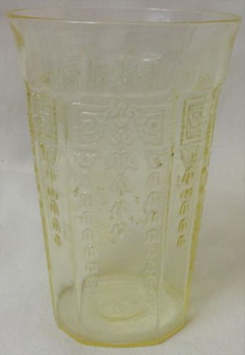 Princess Yellow Juice Tumbler Flat 3" 5 oz Hocking Glass Company