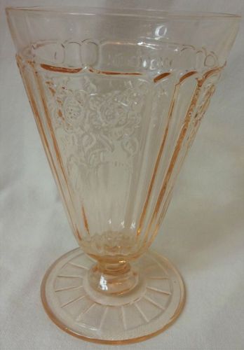 Mayfair Pink Water Tumbler Footed 5.25" 10 oz Hocking Glass Company