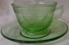 Georgian Green Cup & Saucer Federal Glass