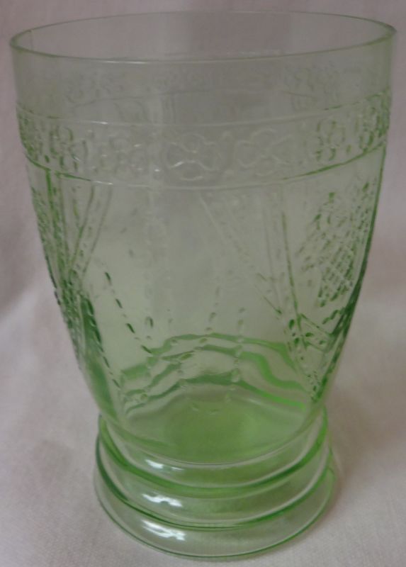Georgian Green Water Tumbler 9 oz 4&quot; Flat Federal Glass Company