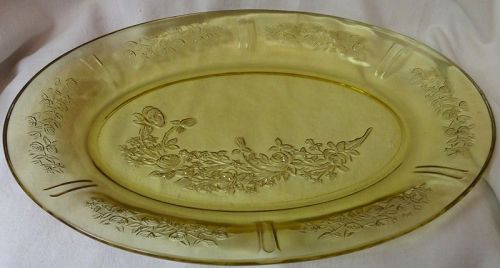 Sharon Amber Platter 12.5" Oval Federal Glass Company