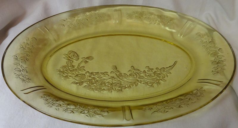Sharon Amber Platter 12.5&quot; Oval Federal Glass Company