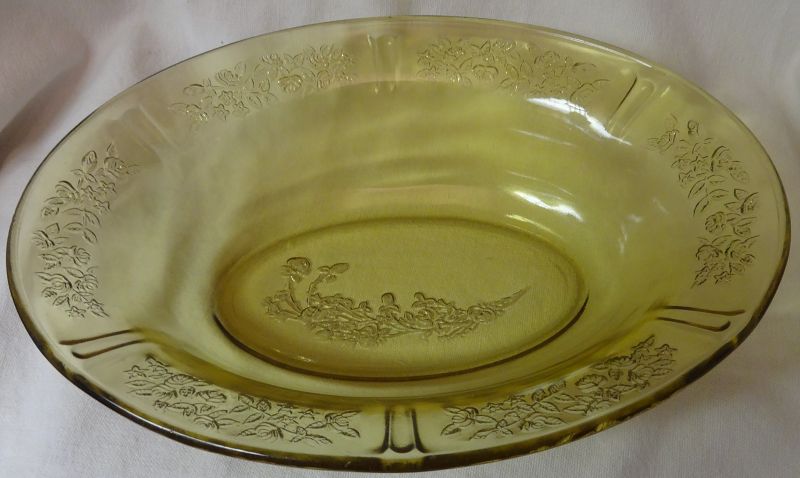 Sharon Amber Bowl 9.5&quot; Oval Federal Glass Company