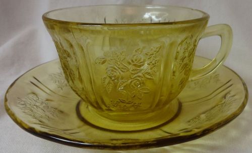 Sharon Amber Cup and Saucer Federal Glass Company