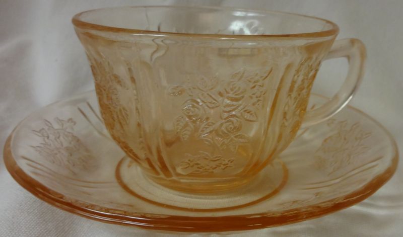 Sharon Pink Cup and Saucer Federal Glass Company