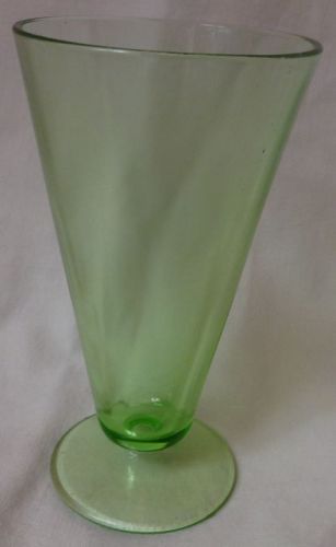 Footed Cone Tumbler 6" Green Set of 6 Hazel Atlas Glass Company