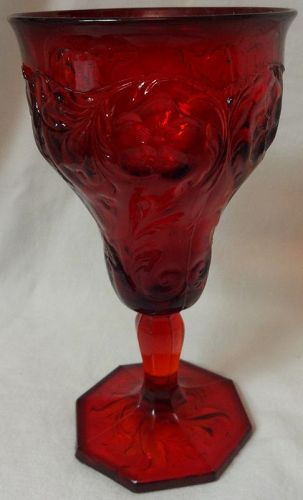 Rock Crystal Red Goblet 6.5" 8 oz McKee Glass Company
