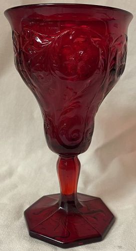 Rock Crystal Red Goblet 6 3/8" McKee Glass Company