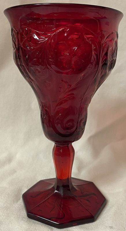 Rock Crystal Red Goblet 6 3/8&quot; McKee Glass Company