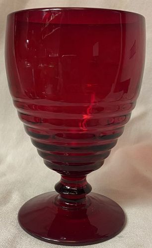 Penny Line Ruby Low Footed Goblet 5 1/8" Paden City Glass Company