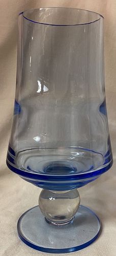 Swedish Optic Copen Blue Pagoda Vase 10" Tiffin Glass Company