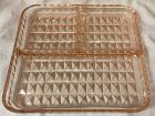 Windsor Pink 3 Part Tray no Handle 8.5" x 9.75" Jeannette Glass