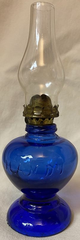 Handy Cobalt 4.5&quot; Miniature Oil Lamp with Chimney