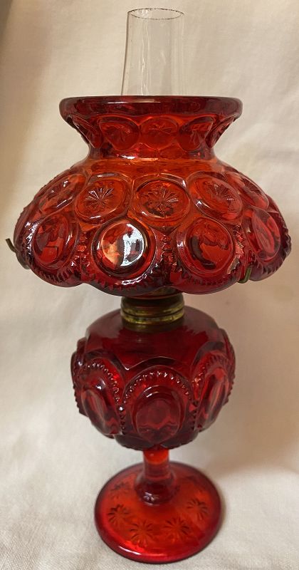 Moon and Star Red Miniature Oil Lamp 10&quot; L G Wright