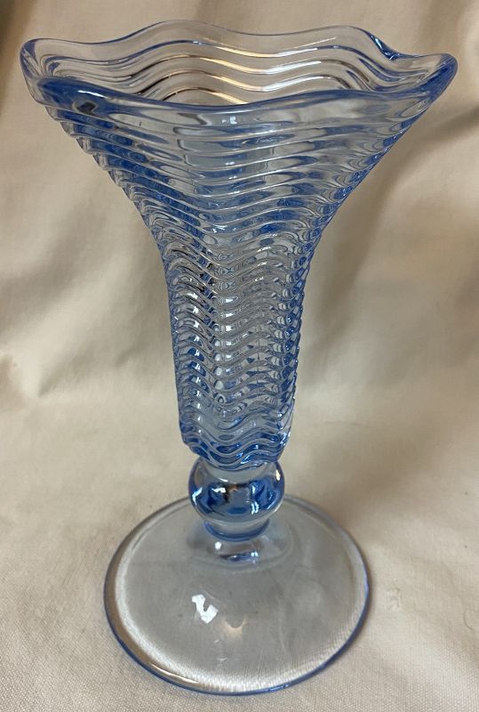 Caribbean Blue Bud Vase 7.5&quot; Duncan Miller Glass Company