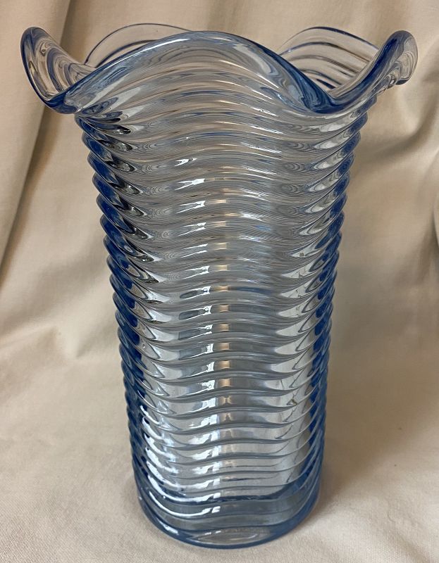 Caribbean Blue Vase 8.5&quot; Duncan Miller Glass Company