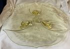 Jubilee Yellow Plate 3 Footed 14" Lancaster Glass Company