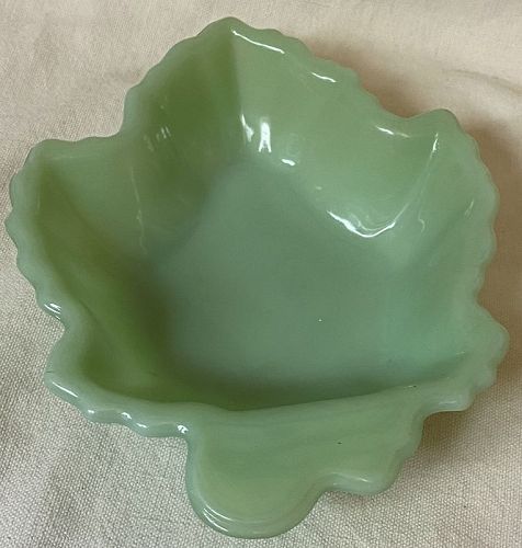 Maple Leaf Jadeite Candy 6.75" Anchor Hocking Glass Company
