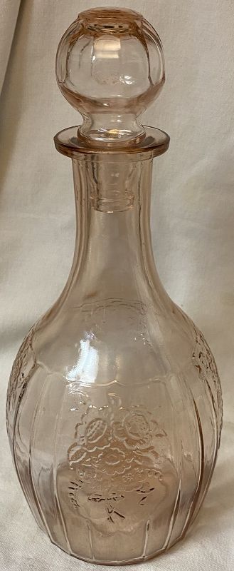 Mayfair Pink Decanter 10.75&quot; 32 oz Hocking Glass Company
