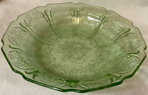 Cherry Blossom Green Flat Soup Jeannette Glass Company