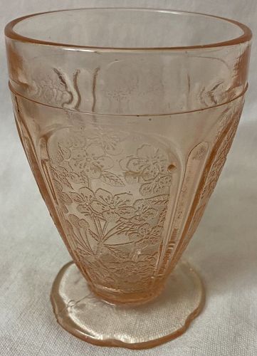 Cherry Blossom Pink Tumbler AOP Scalloped 4.5" 8 oz Jeannette Glass