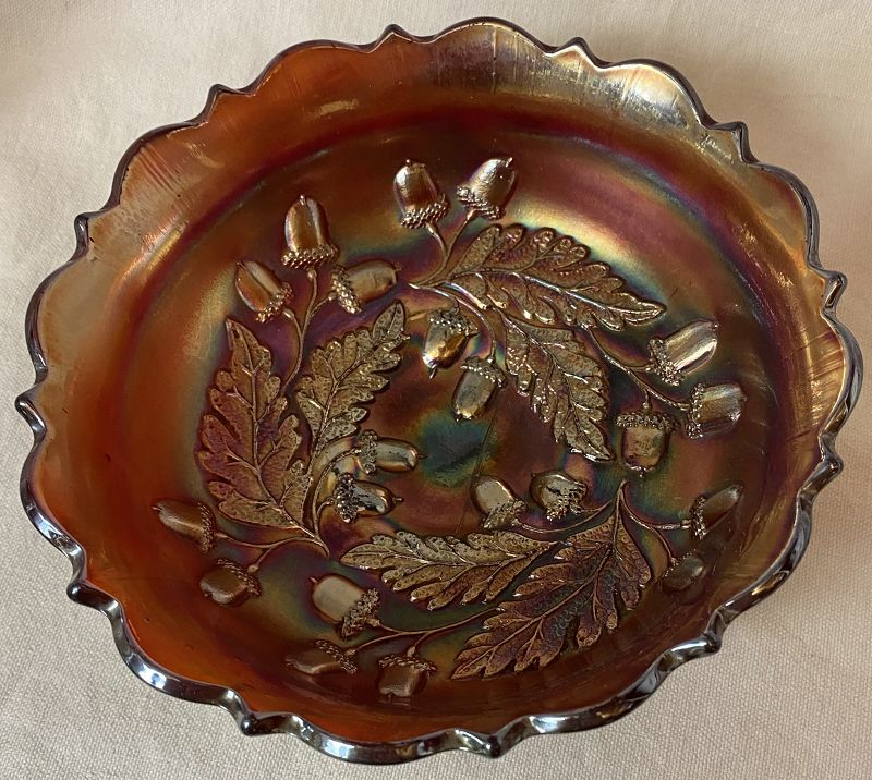 Acorn Red Bowl 6.25&quot; Fenton Art Glass
