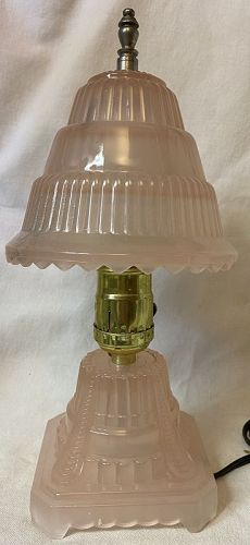 Vertical Ribs Pink Boudoir Lamp New Martinsville Glass Company