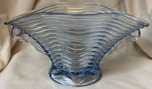 Caribbean Blue Bowl 11" Oval Duncan Miller Glass Company