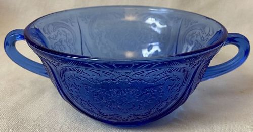 Royal Lace Cobalt Cream Soup Hazel Atlas Glass Company