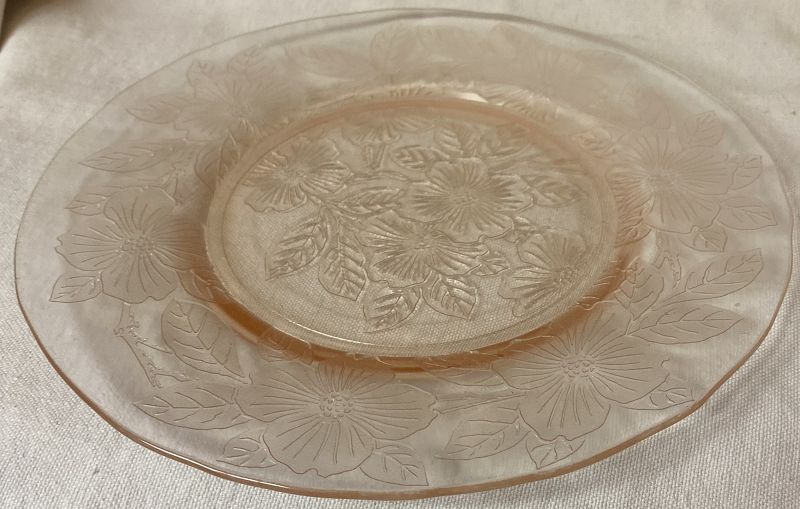 Dogwood Pink Lunch Plate 8&quot; Mac Beth Evans Glass Company