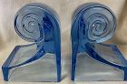 Bookend Pair Blue Scrolled