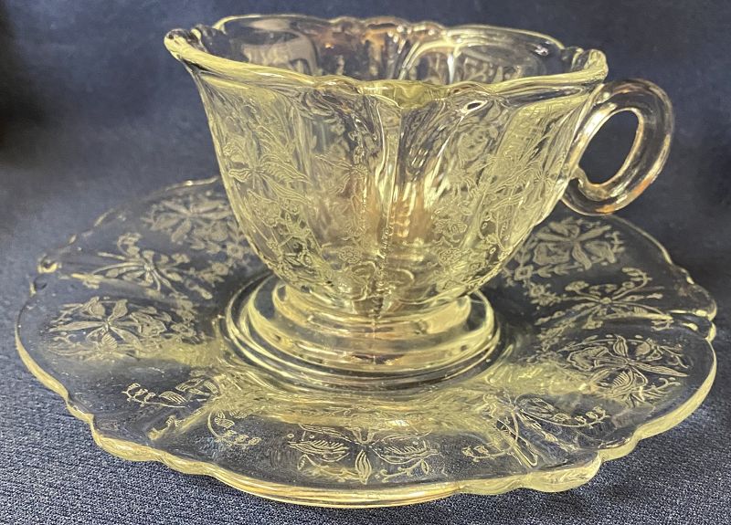 Orchid Crystal Cup and Saucer Heisey Glass Company