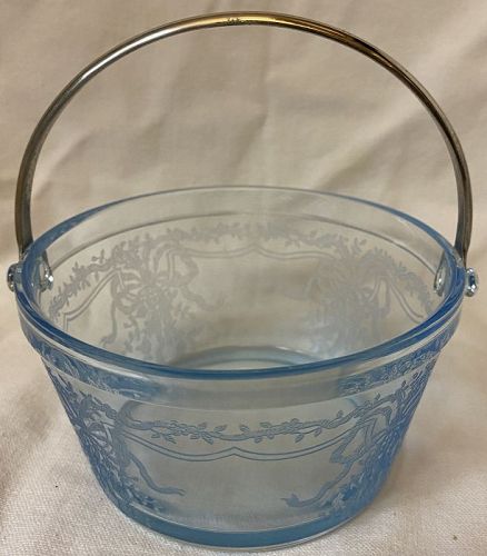 June Azure Whipped Cream Pail Fostoria Glass Company