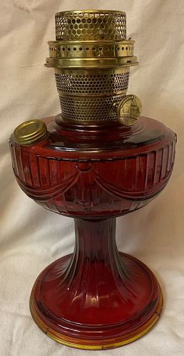 Short Lincoln Drape Red Model B Oil Lamp Aladdin Mantle Lamp Company