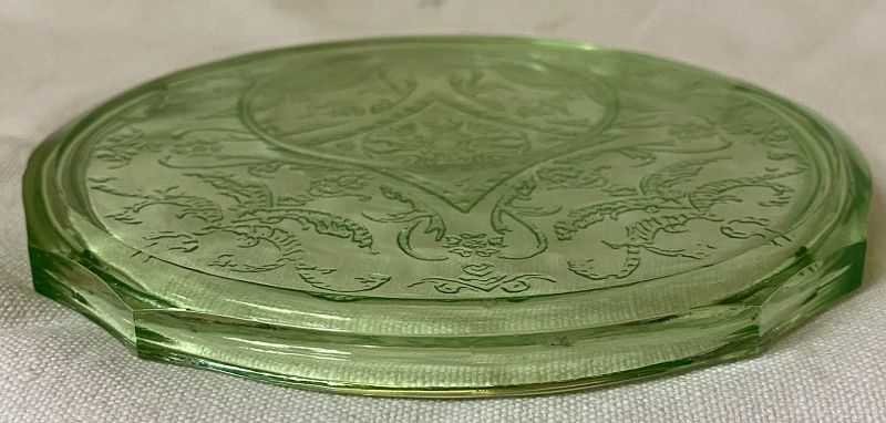 Madrid Green Hot Dish/Coaster 5&quot; with Indent Federal Glass Company