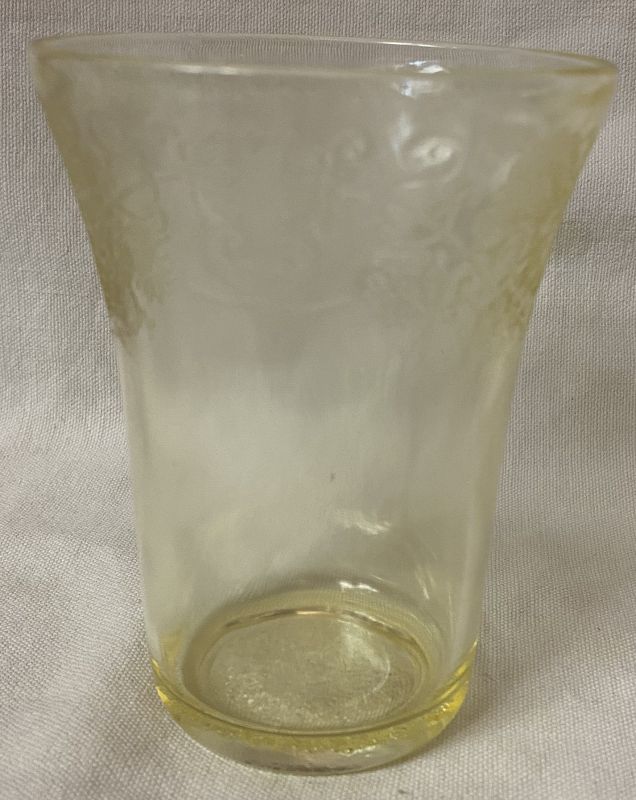 Florentine #2 Yellow Water Tumbler 4&quot; 9 oz Flat Hazel Atlas Glass