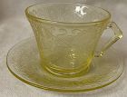 Florentine #2 Yellow Cup & Saucer Hazel Atlas Glass Company