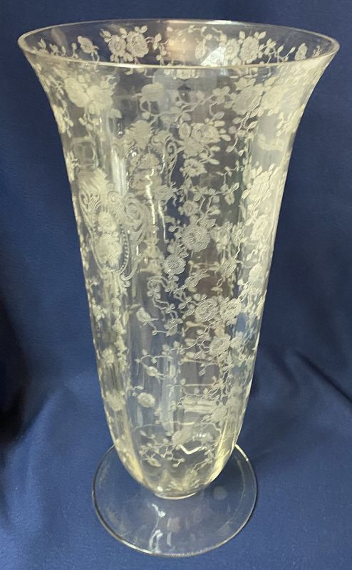 Rose Point Crystal Vase 13&quot; #279 Cambridge Glass Company