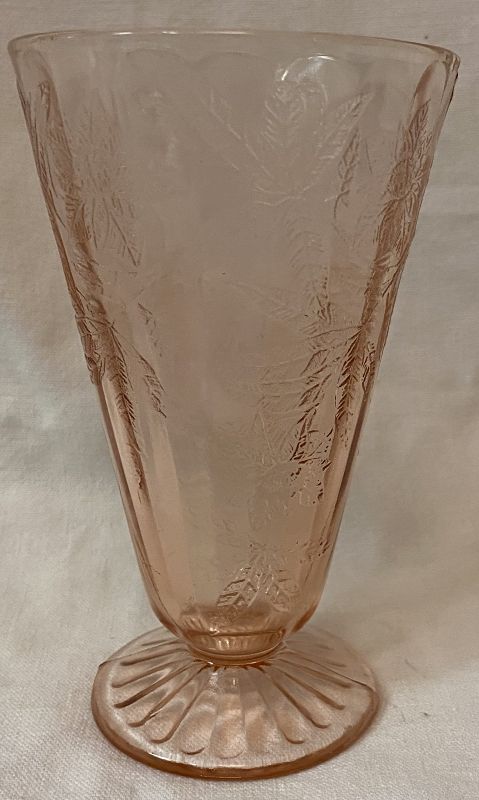 Floral Pink Tumbler 5.25&quot; 9 oz Jeannette Glass Company