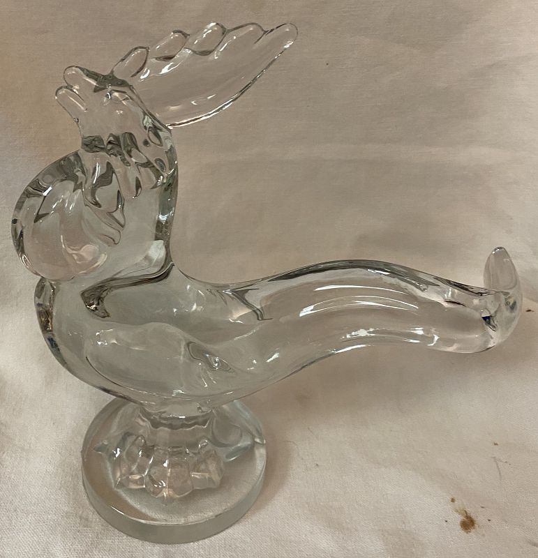 Rooster Crystal Crooked Tail 7.5&quot; New Martinsville Glass Company