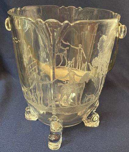 Fox Chase Crystal Ice Bucket 5.75" Dolphin Feet Heisey Glass Company