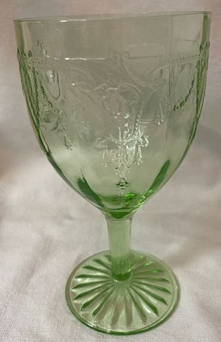 Cameo Green Goblet 6" Hocking Glass Company