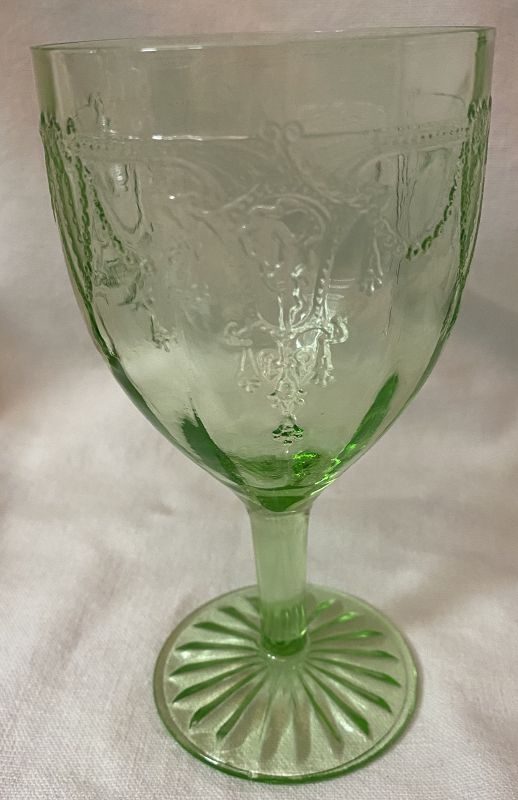 Cameo Green Goblet 6&quot; Hocking Glass Company