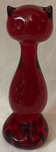 Cat 6" Red Viking Glass Company