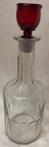 Decanter 12" Crystal with Red Shot Glass Stopper New Martinsville