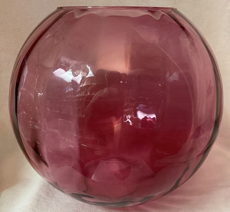 Rose Bowl Cranberry 9&quot; Tall 5&quot; Opening 10&quot; Span Pilgrim Glass Company