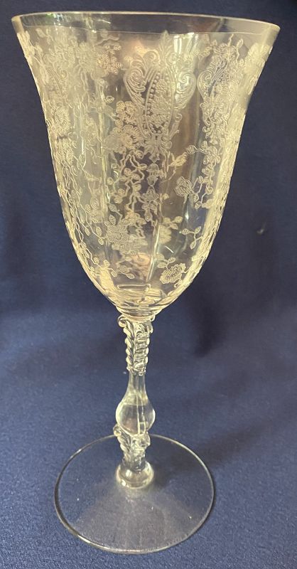 Rose Point Crystal Goblet 3121 8.25&quot; 10 oz Cambridge Glass Company