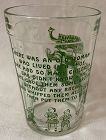 Nursery Rhymes Tumbler 4" Green Old Woman in Shoe Hazel Atlas Glass