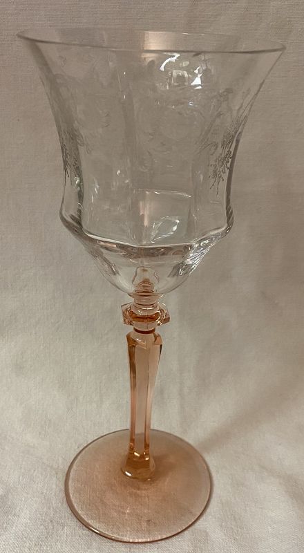 Balda Crystal &amp; Pink Goblet 8&quot; Central Glass